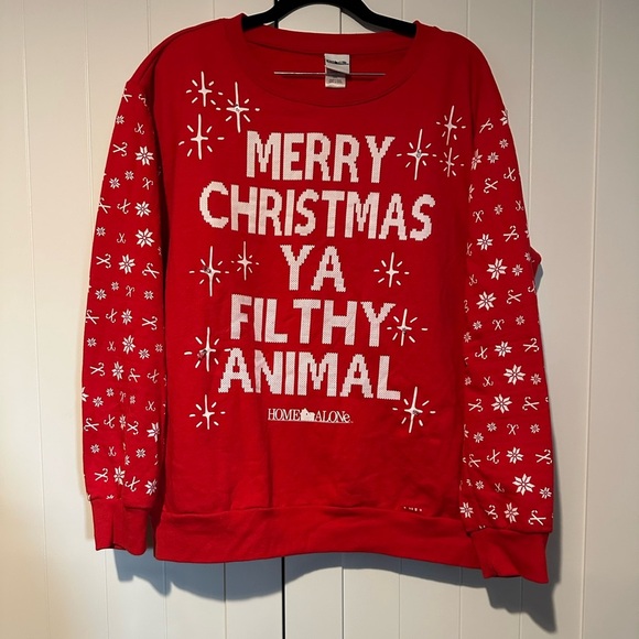 Home Alone Women's Sweater Red Merry Christmas Ya Filthy Animal Size XXL - Picture 2 of 7